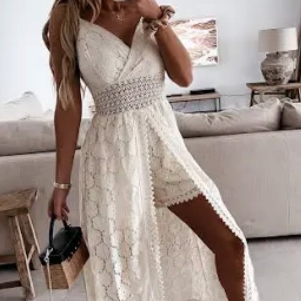 Elegant White Lace Romper Short Skirt
